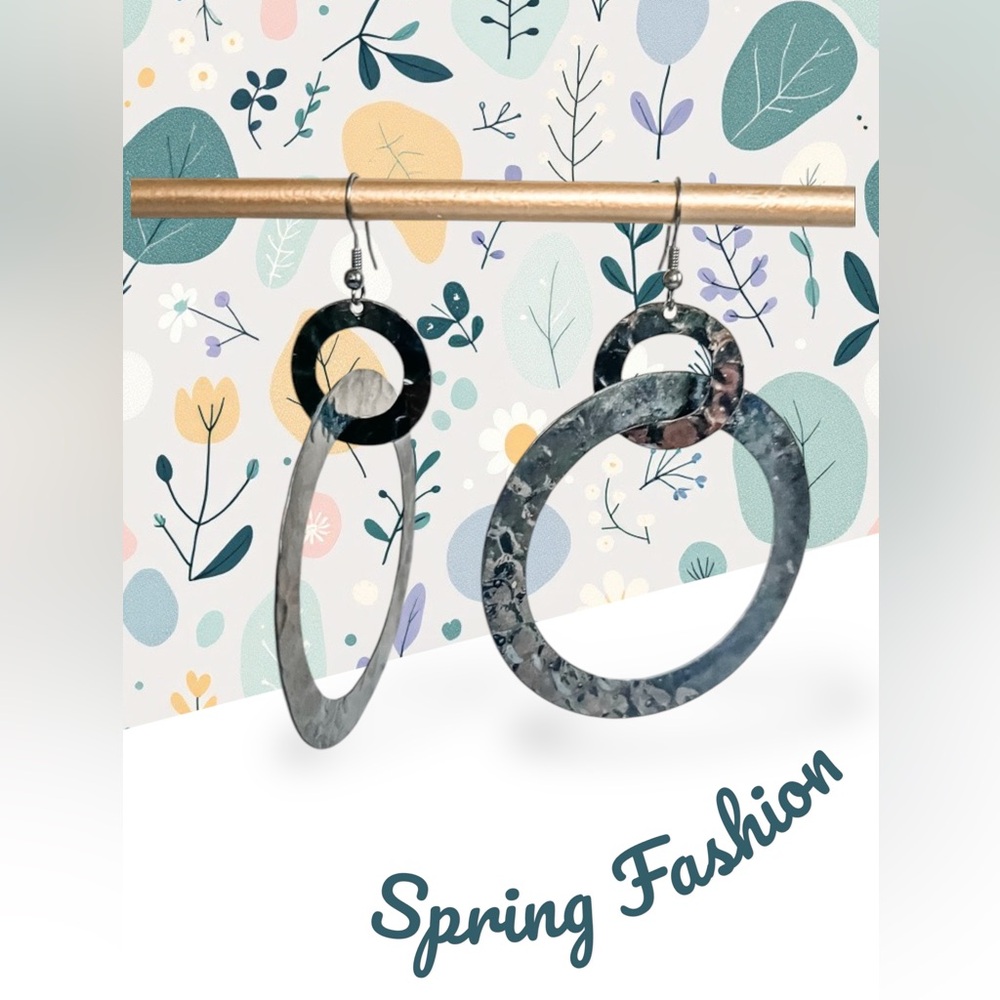 Dark grey metallic hoops